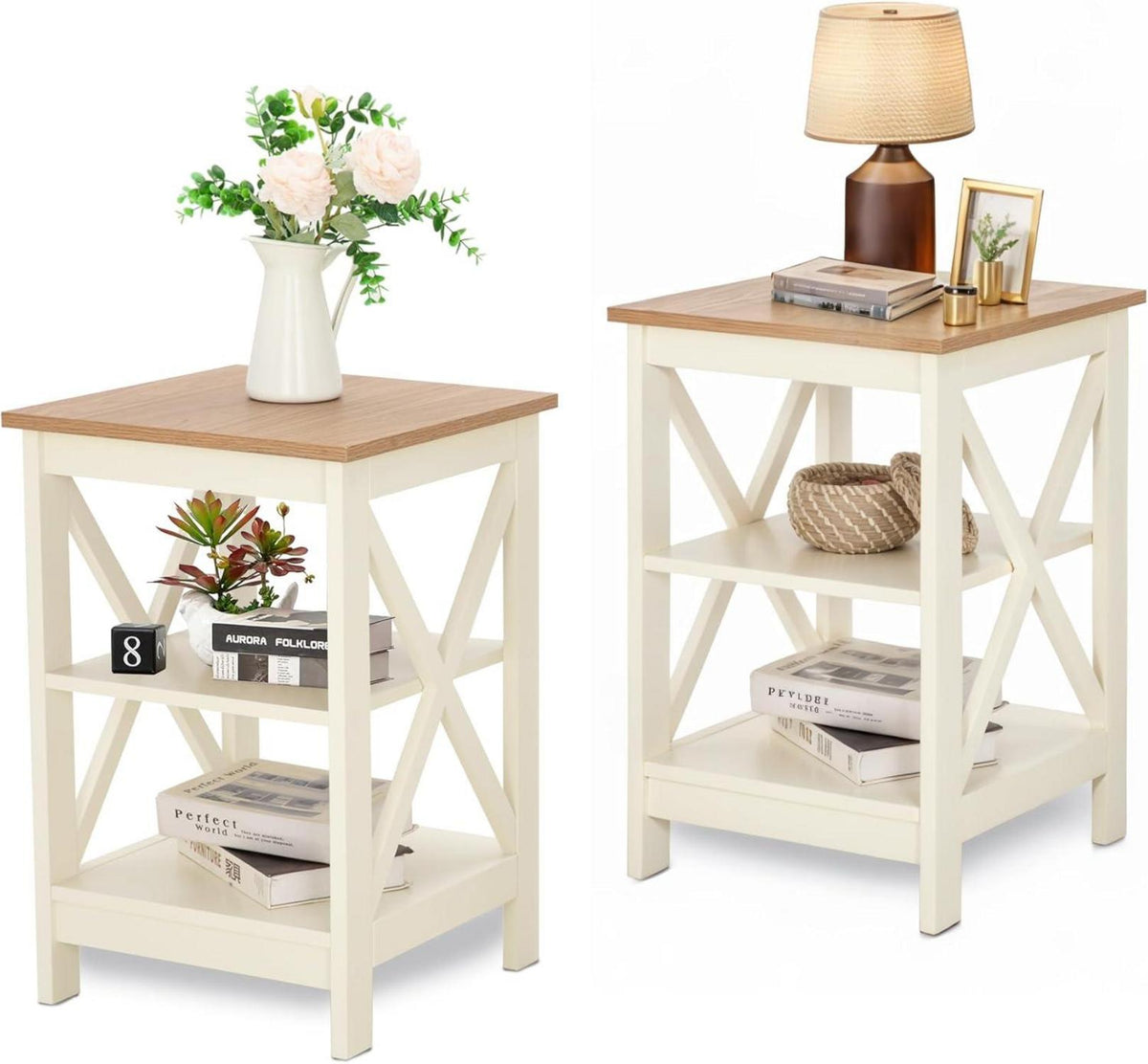 Set Beistelltische Moderne Nachttisch 3 Ebenen mit Stauraum