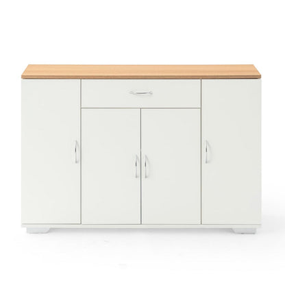 Kommode 110cm Eiche & Weiß mit Schubladen & Türen