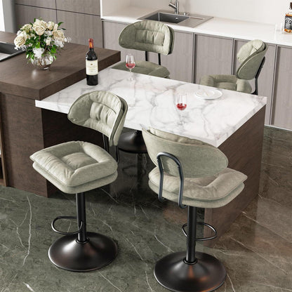Barhocker Set 4er – Gepolsterte Barhocker mit Rückenlehne Beige