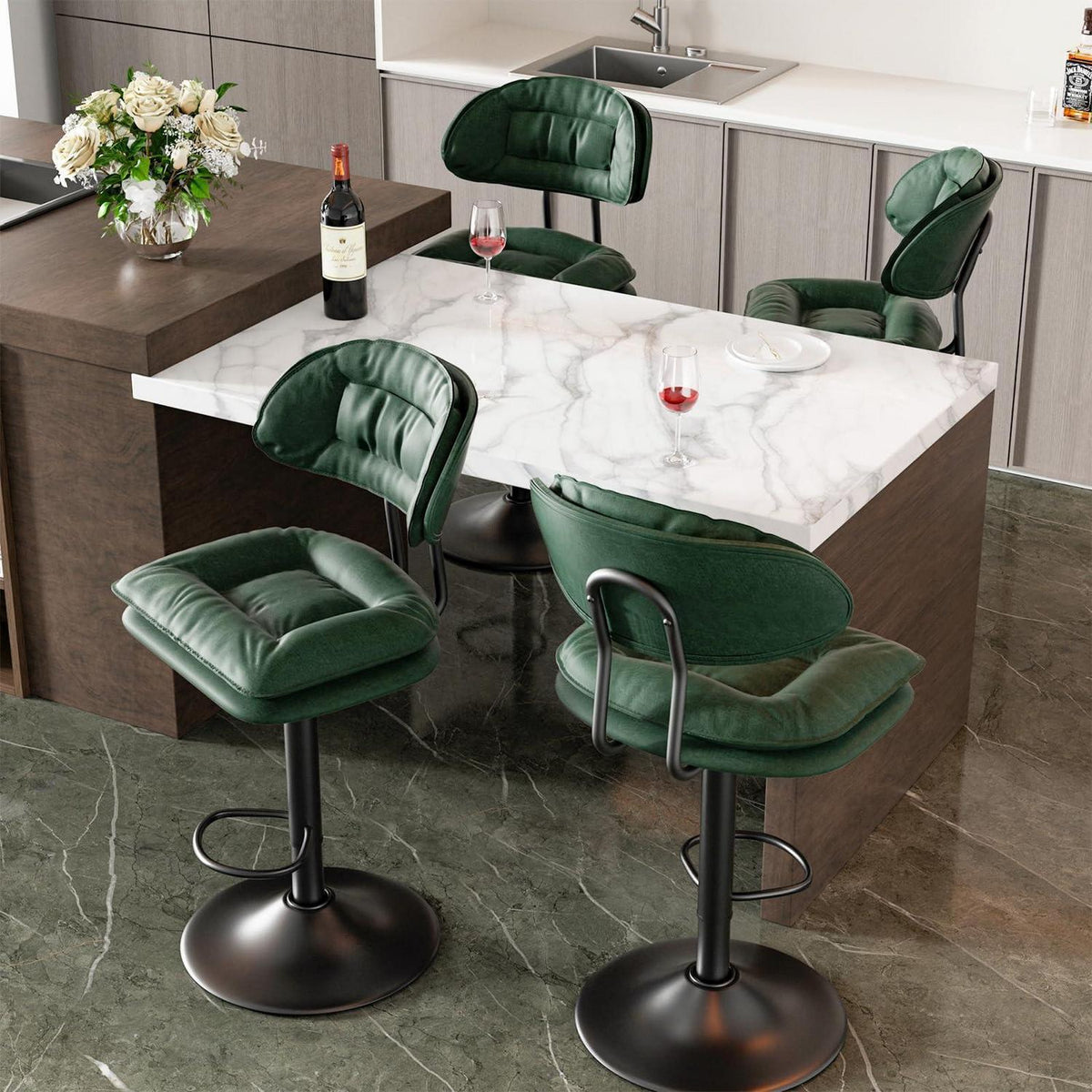 Barhocker Set 4er – Ergonomisch & Verstellbar – Military Green