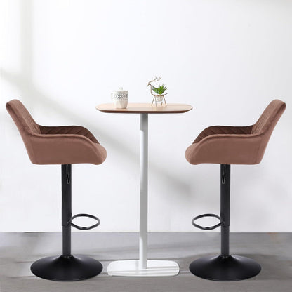 Barhocker Set 4er – Höhenverstellbar, Samt, Braun