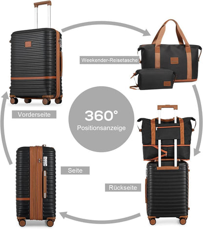 Kofferset Reisekoffer 6tlg Hartschale TSA-Schloss 4 Rollen Beautycase