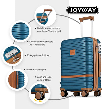 Joyway Kofferset 6tlg Hartschale Beautycase TSA-Schloss Blau
