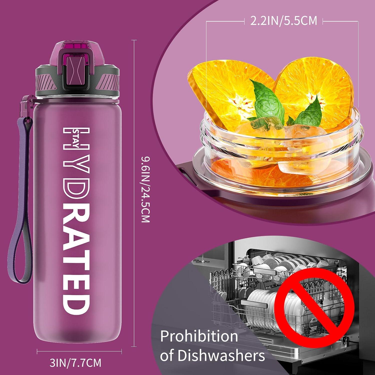Trinkflasche 750ML BPA-frei Tritan mit Strohhalm Zeitmarkierung