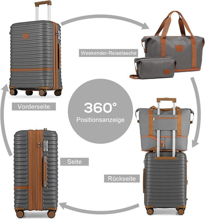 Joyway 6tlg Kofferset Hartschale mit Beautycase 4 Rollen TSA-Schloss