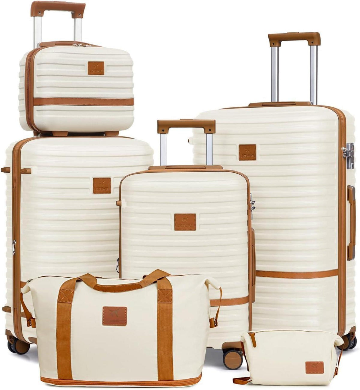 Joyway Hartschalen-Kofferset mit Beautycase, TSA-Schloss & 4 Rollen in