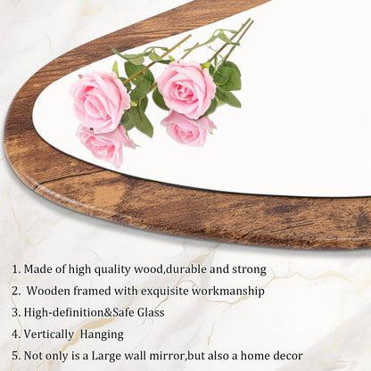 Großer Wandspiegel Vintage Holzrahmen 120x50cm – Asymmetrisch & Vielseitig