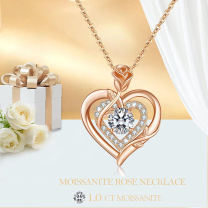 Moissanite Halskette Damen Silber 925 Herz Anhänger Rosegold