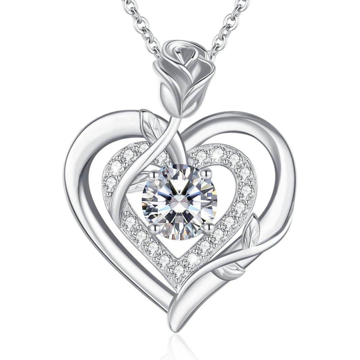 Moissanite Halskette Damen Silber 925 Herz Anhänger Valentinstag Geschenk
