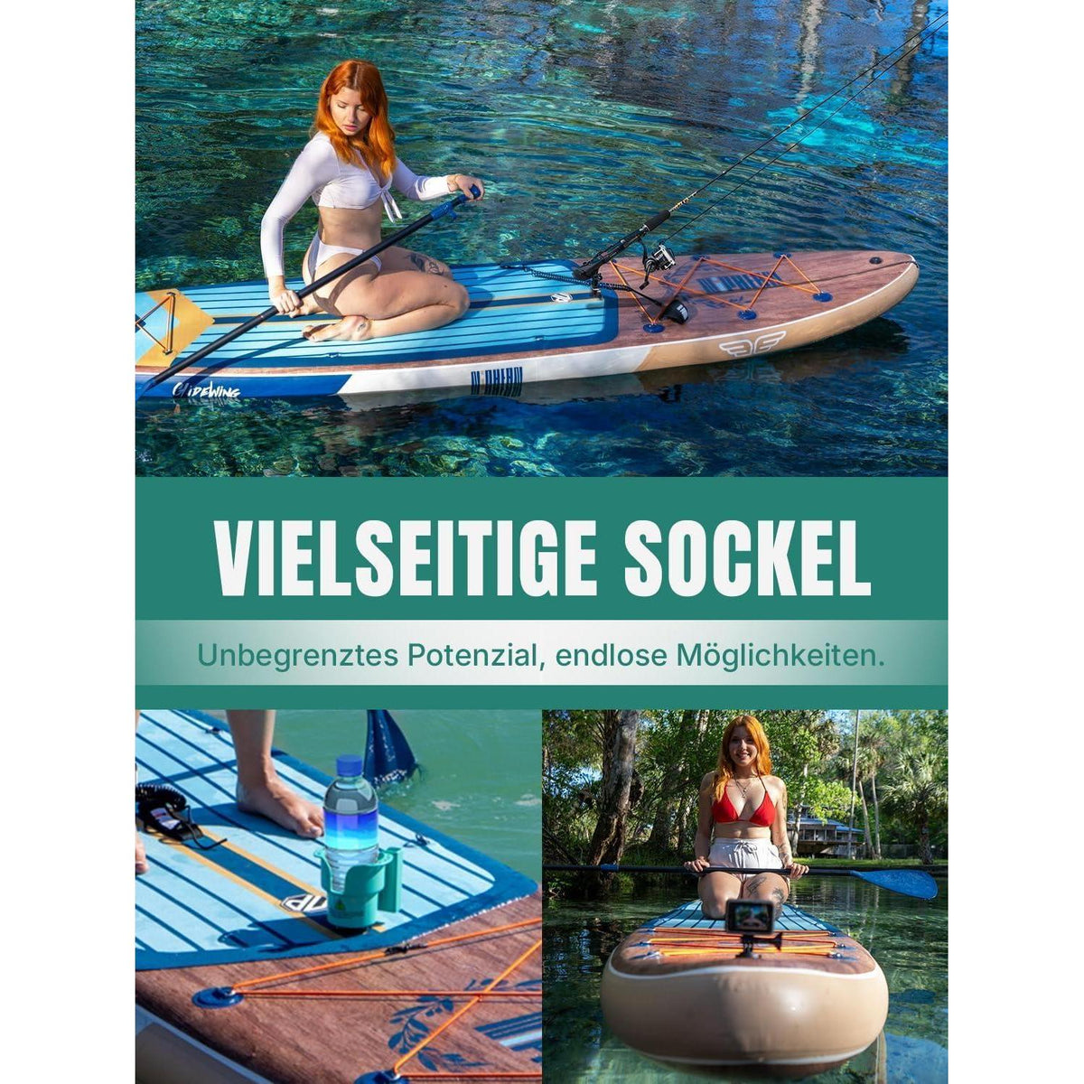 Aufblasbares SUP Board für 2+1 Personen mit Balancierflügel