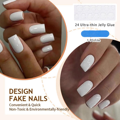 24 Stück Natürliche Extra Kurz Press on Nails Set