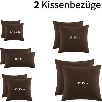 Kissenbezug 40x80 2er Set Braun Mikrofaser mit Reißverschluss
