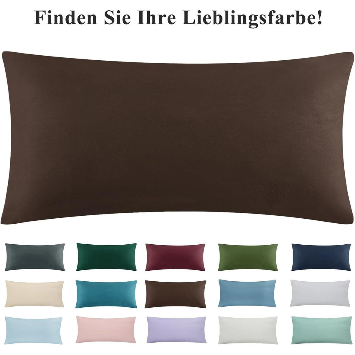 Kissenbezug 40x80 2er Set Braun Mikrofaser mit Reißverschluss