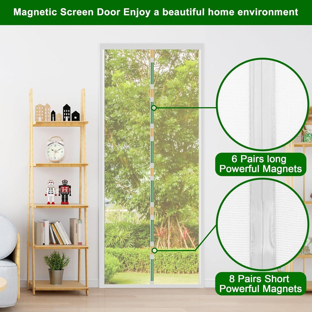 Magnet Fliegengitter für Balkontür 105x220cm Weiß