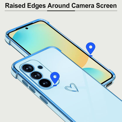 Samsung Galaxy S25 Hülle mit Herz Muster, galvanisiert, blau