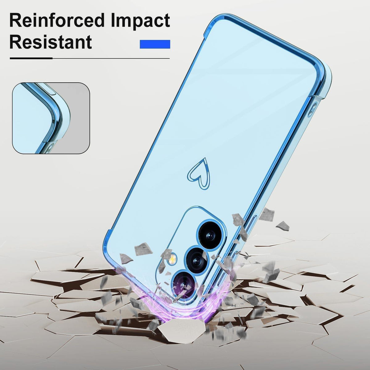 Samsung Galaxy S25 Hülle mit Herz Muster, galvanisiert, blau