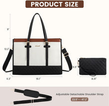 Damen Laptoptasche 15,6 Zoll Canvas Leder Braun Uni Büro