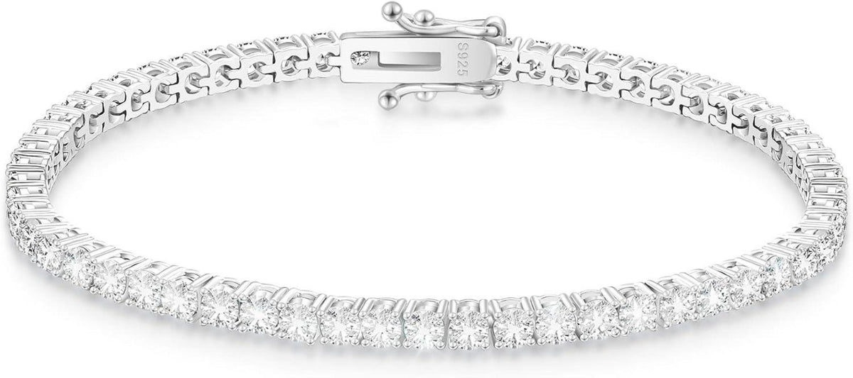 Tennisarmband Moissanit Silber 925 Damen 3/4mm VVS1 D Farbe 5,29 Karat