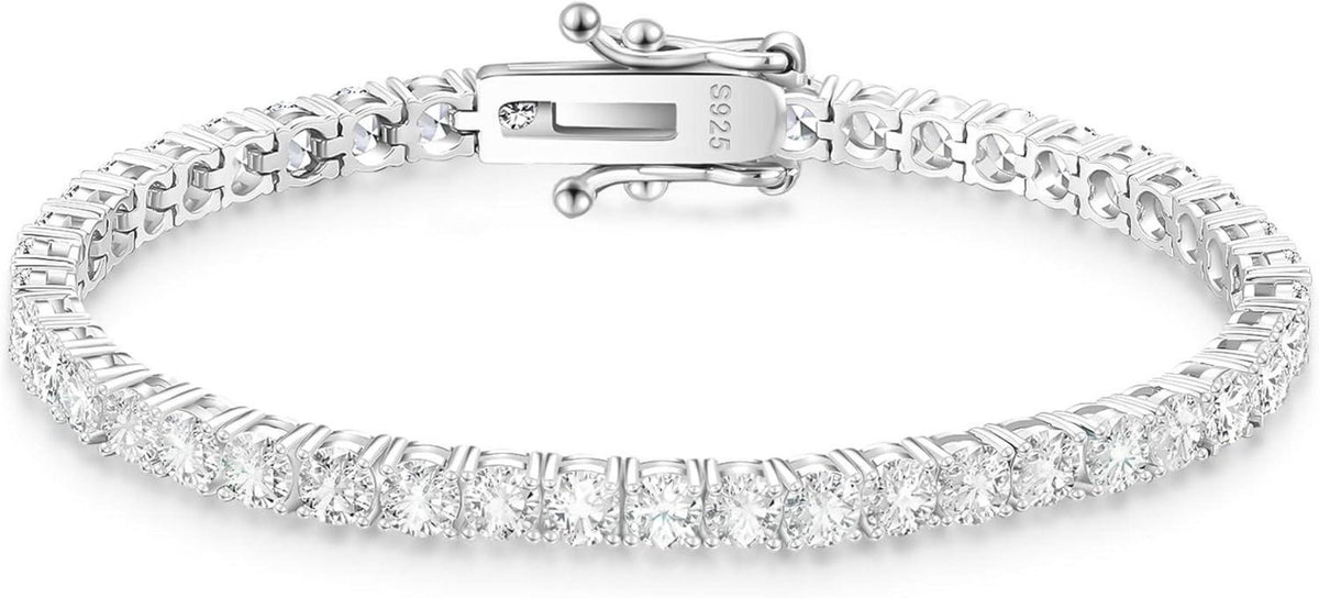 Moissanite Tennisarmband Silber 925 Damen 4mm 13,5 Karat VVS1 D Farbe