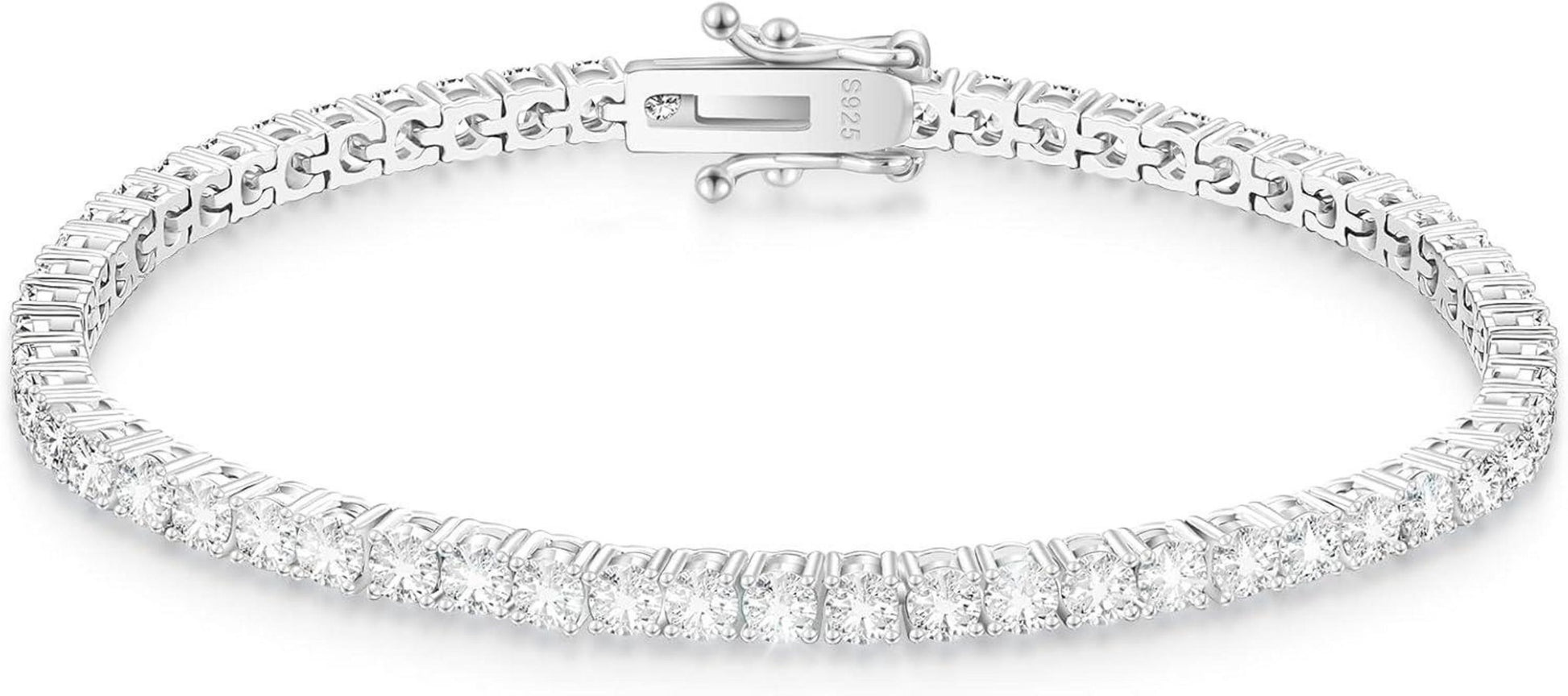 Elegantes Moissanite Tennisarmband Silber 925 VVS1 D Farbe 3mm