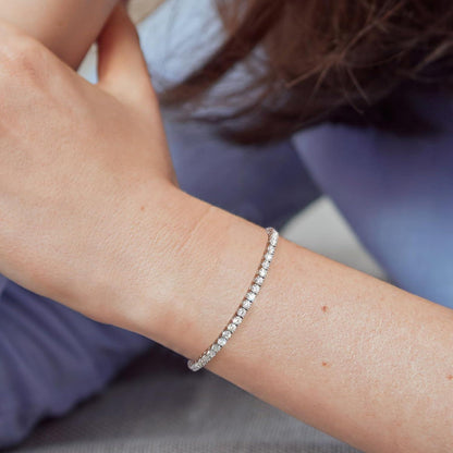 Moissanit Tennisarmband 925 Silber Damen 3mm VVS1 D-Farbe 19cm 6,11ct