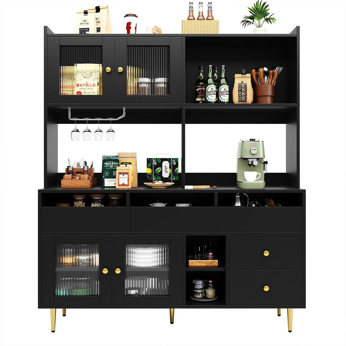 Restaurant Hochschrank mit Glastür & Weinregal (145x39x171cm)