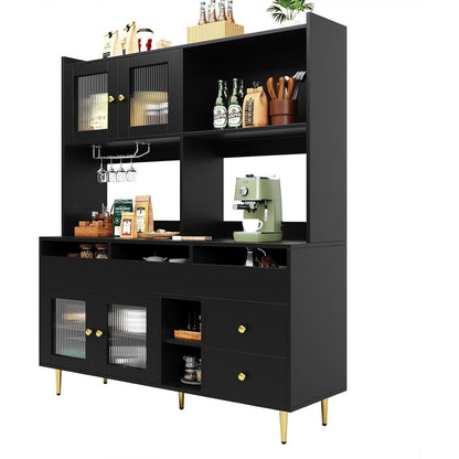 Restaurant Hochschrank mit Glastür & Weinregal (145x39x171cm)