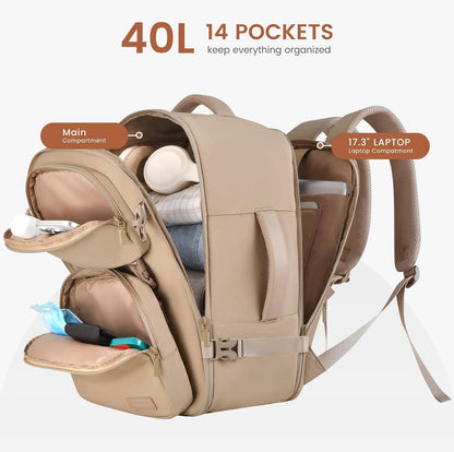 Rucksack Handgepäck 40L Reiserucksack Damen 17.3 Zoll Laptop