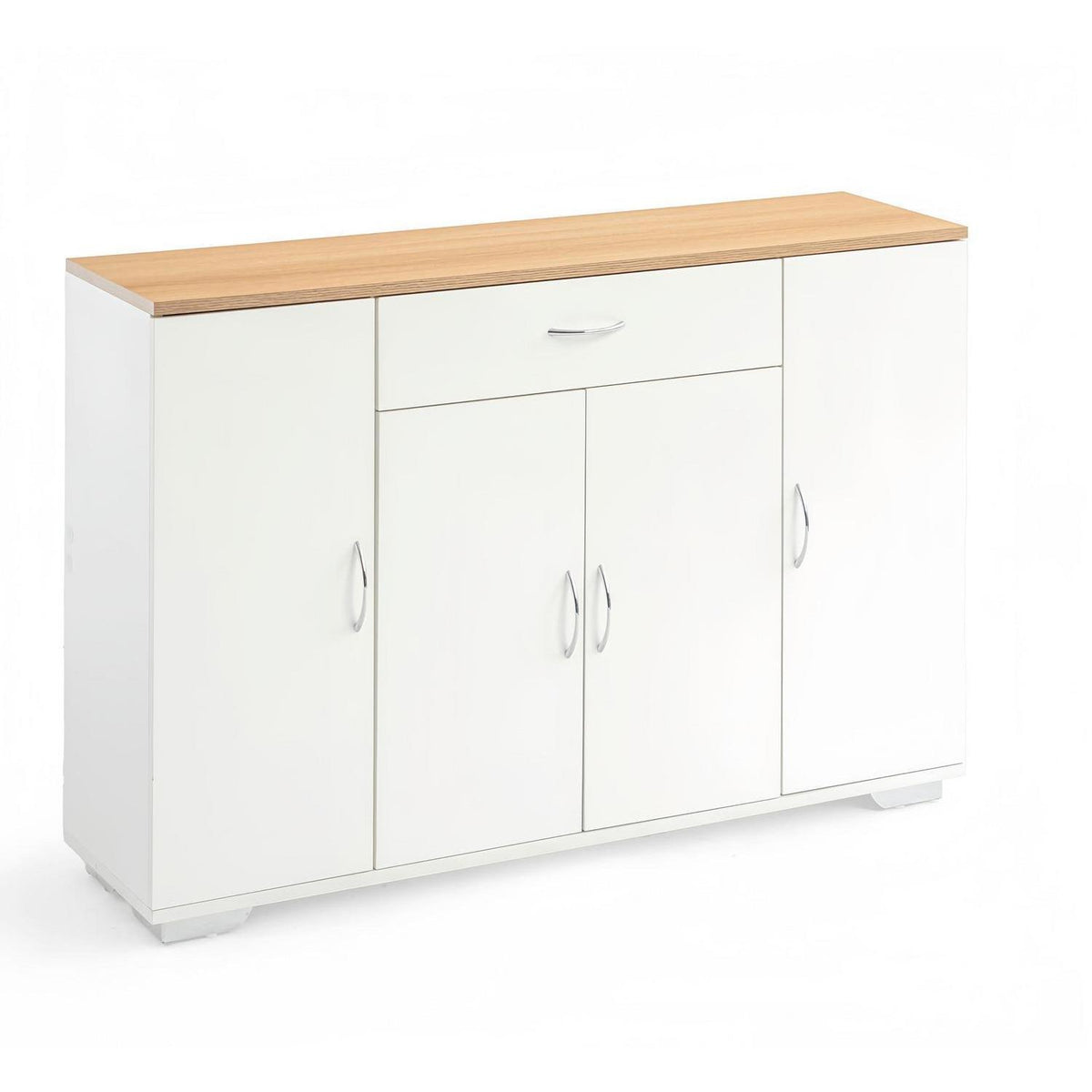 Multifunktionales Sideboard mit verstellbaren Regalen (Natur + Weiß)