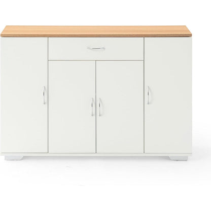 Multifunktionales Sideboard mit verstellbaren Regalen (Natur + Weiß)