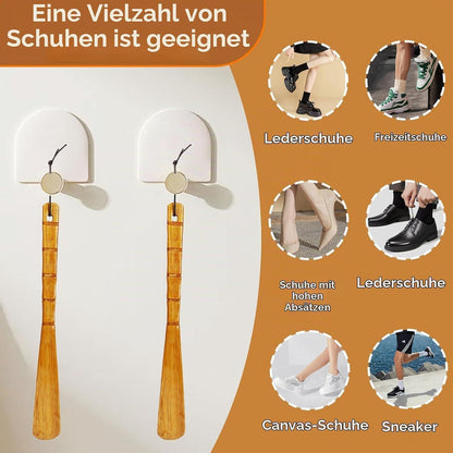 Holz Schuhlöffel mit langem Griff – Ideal für Schwangere