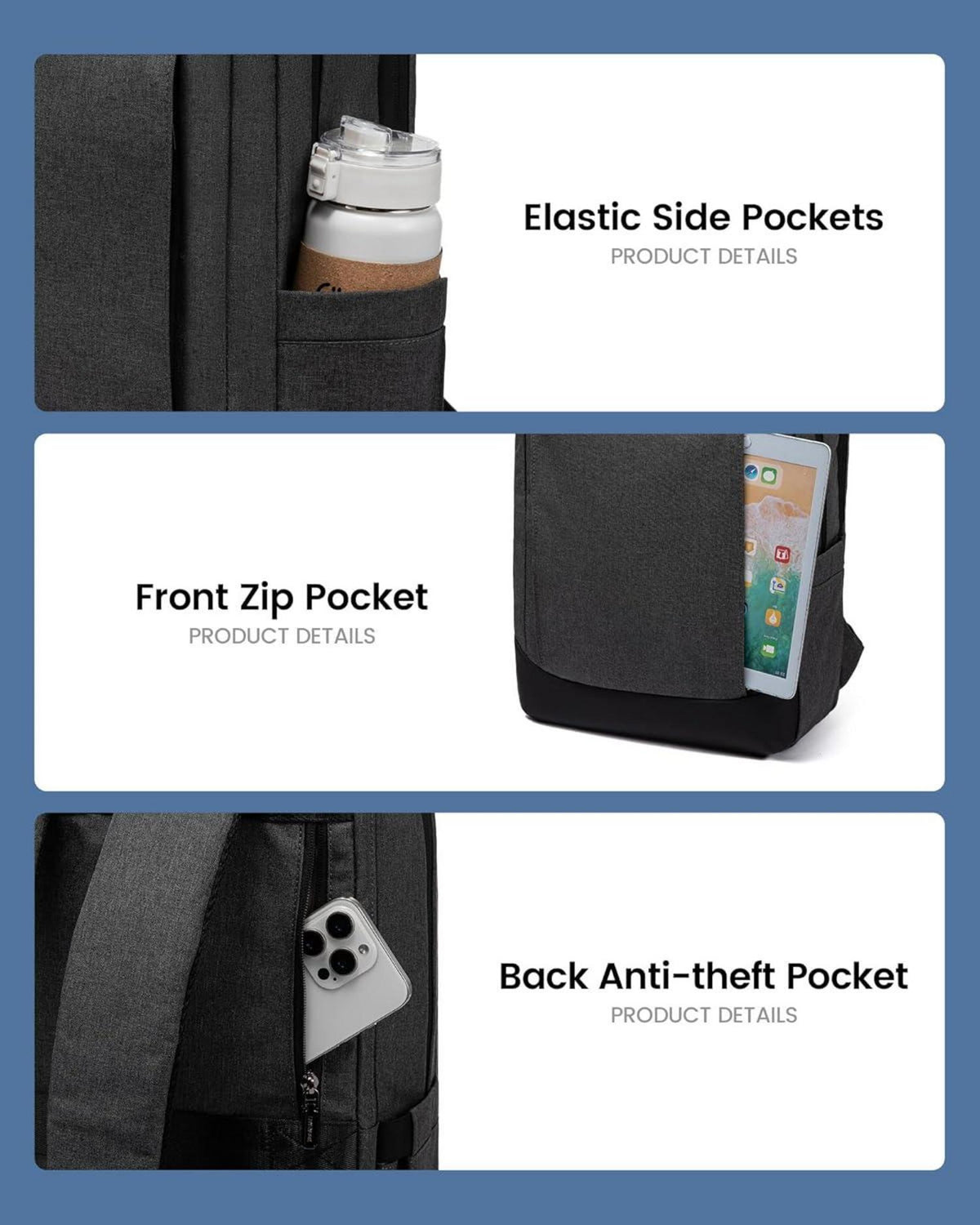Herren Laptop Rucksack 15.6 Zoll Business Wasserdicht Reise Uni Büro