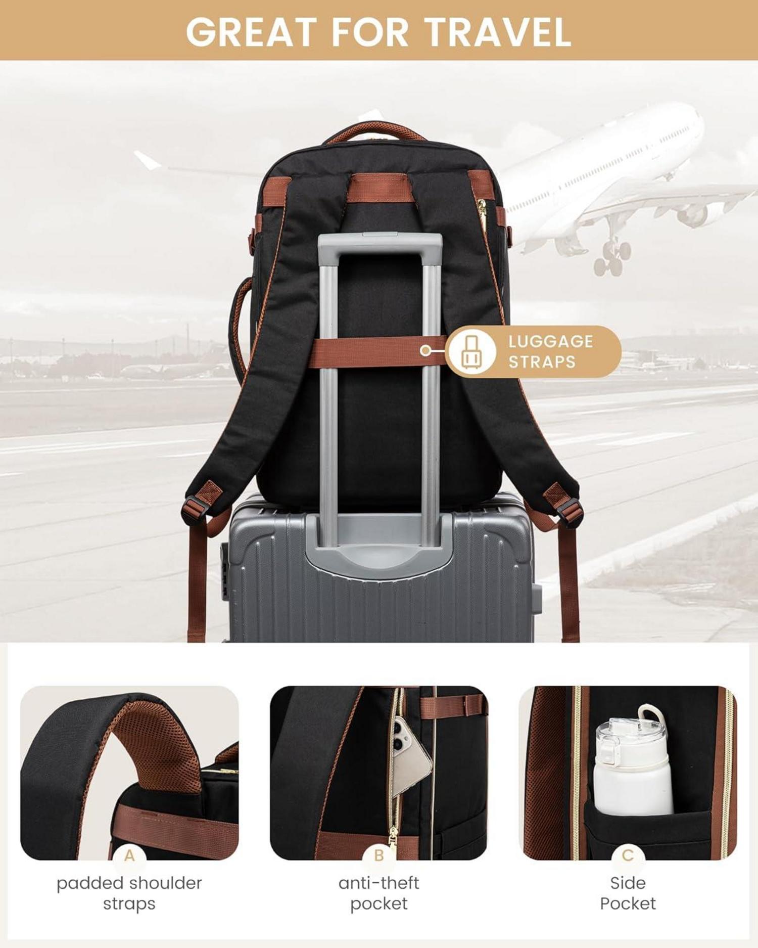 Handgepäck Rucksack 40L 17 Zoll Reiserucksack Damen Herren für