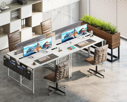 Coleshome Schreibtisch Weiß 120x48cm mit Steckdosen und Aufbewahrungstasche