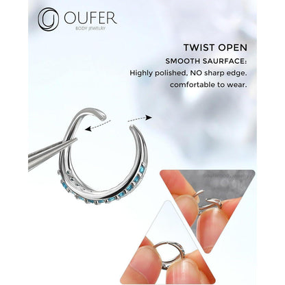 Nasenring 20G 8mm mit blauem CZ, Edelstahl Knorpel Ohrpiercing