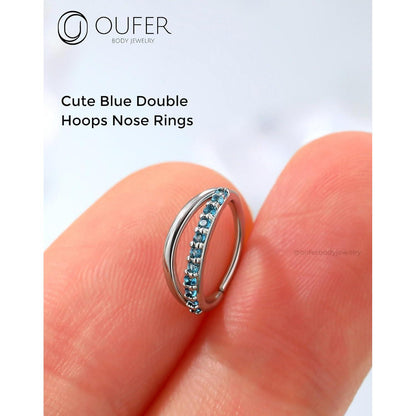 Nasenring 20G 8mm mit blauem CZ, Edelstahl Knorpel Ohrpiercing