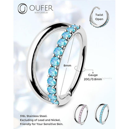 Nasenring 20G 8mm mit blauem CZ, Edelstahl Knorpel Ohrpiercing