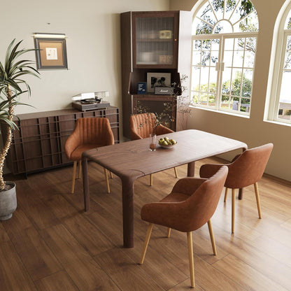 Esszimmerstühle Braun mit Armlehne & Holzbeinen 2er Set in Lederoptik