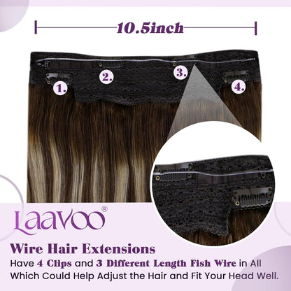Echthaar Verlängerung Draht Balayage Braun 30cm