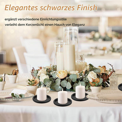 4er Set Kerzenteller Metall 10cm rund schwarz