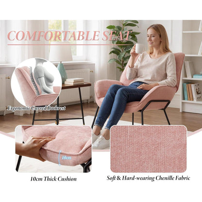 Chenille Longuesessel Rosa – Modern & Bequem für Wohnzimmer