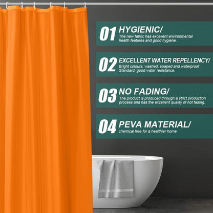 URAQT Duschvorhang Anti-Schimmel Wasserdicht PEVA 180x180 cm 12 Duschvorhangringe Orangefarben