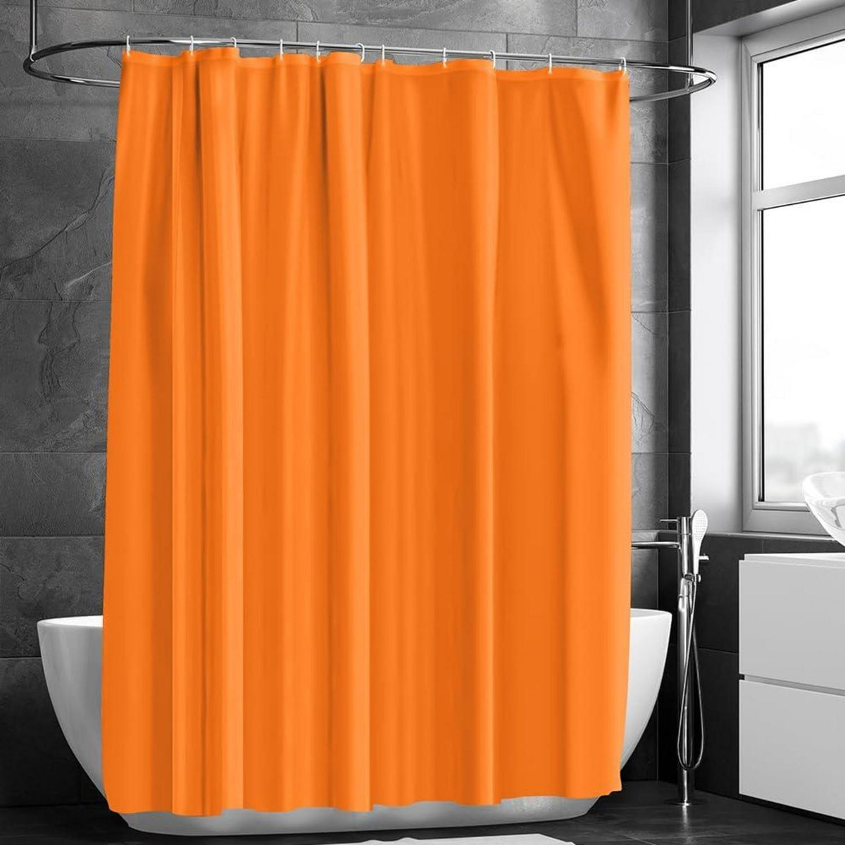 URAQT Duschvorhang Anti-Schimmel Wasserdicht PEVA 180x180 cm 12 Duschvorhangringe Orangefarben