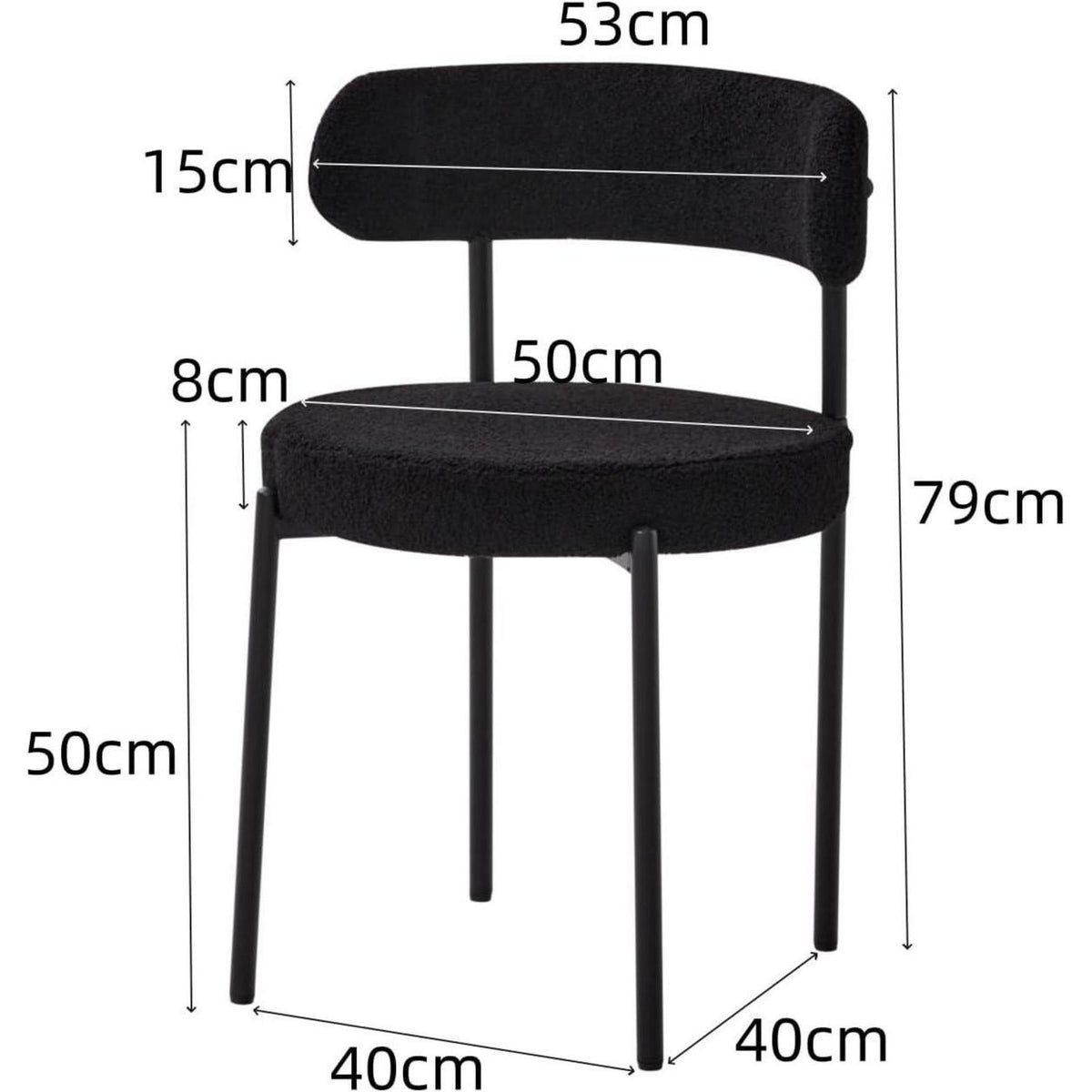 8 Esszimmerstühle Teddy-Samt Schwarz – Modern & Komfortabel