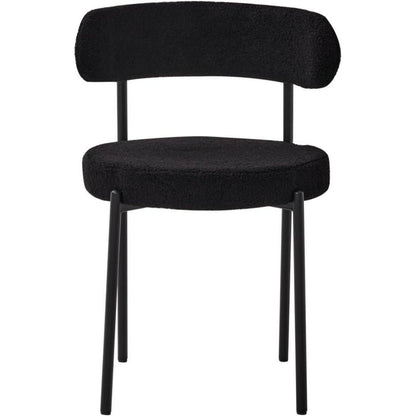 6er Set Esszimmerstühle Teddy-Samt Schwarz Modern