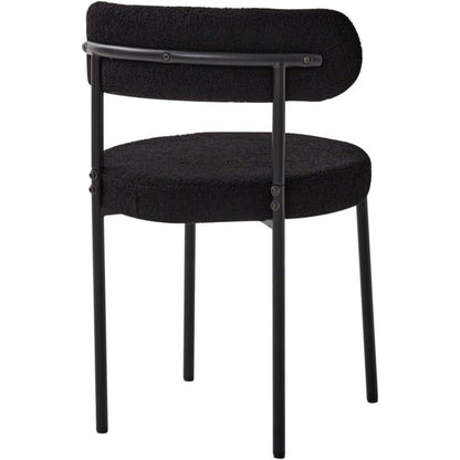 6er Set Esszimmerstühle Teddy-Samt Schwarz Modern