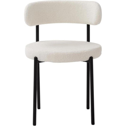 6 Esszimmerstühle Teddy-Samt Weiß – Modern & Komfortabel
