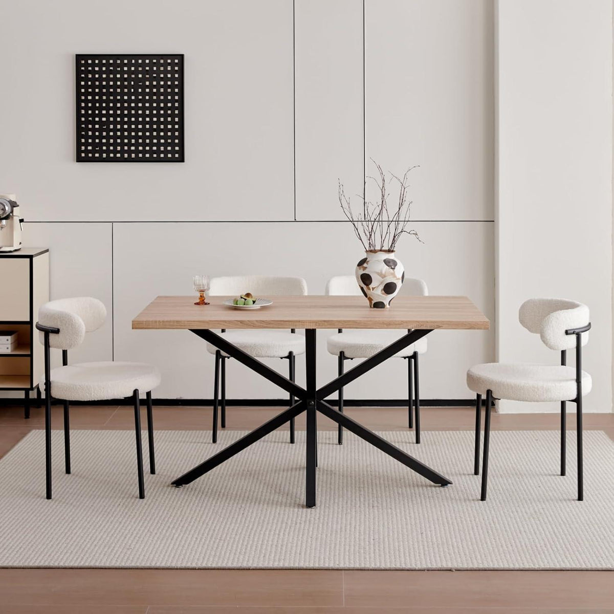 6 Esszimmerstühle Teddy-Samt Weiß – Modern & Komfortabel
