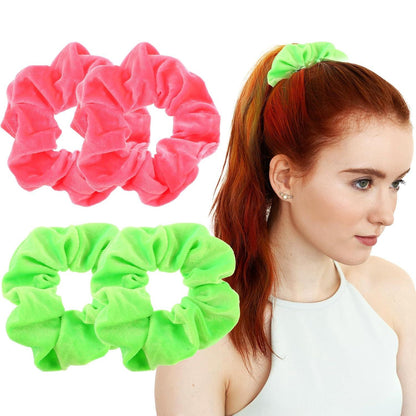 Neon Samt Scrunchie Set 4 Stück große Damen Haargummis