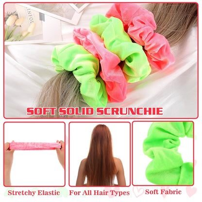 Ouligay Neon Haargummi Scrunchie Samt Damen 4 Stück